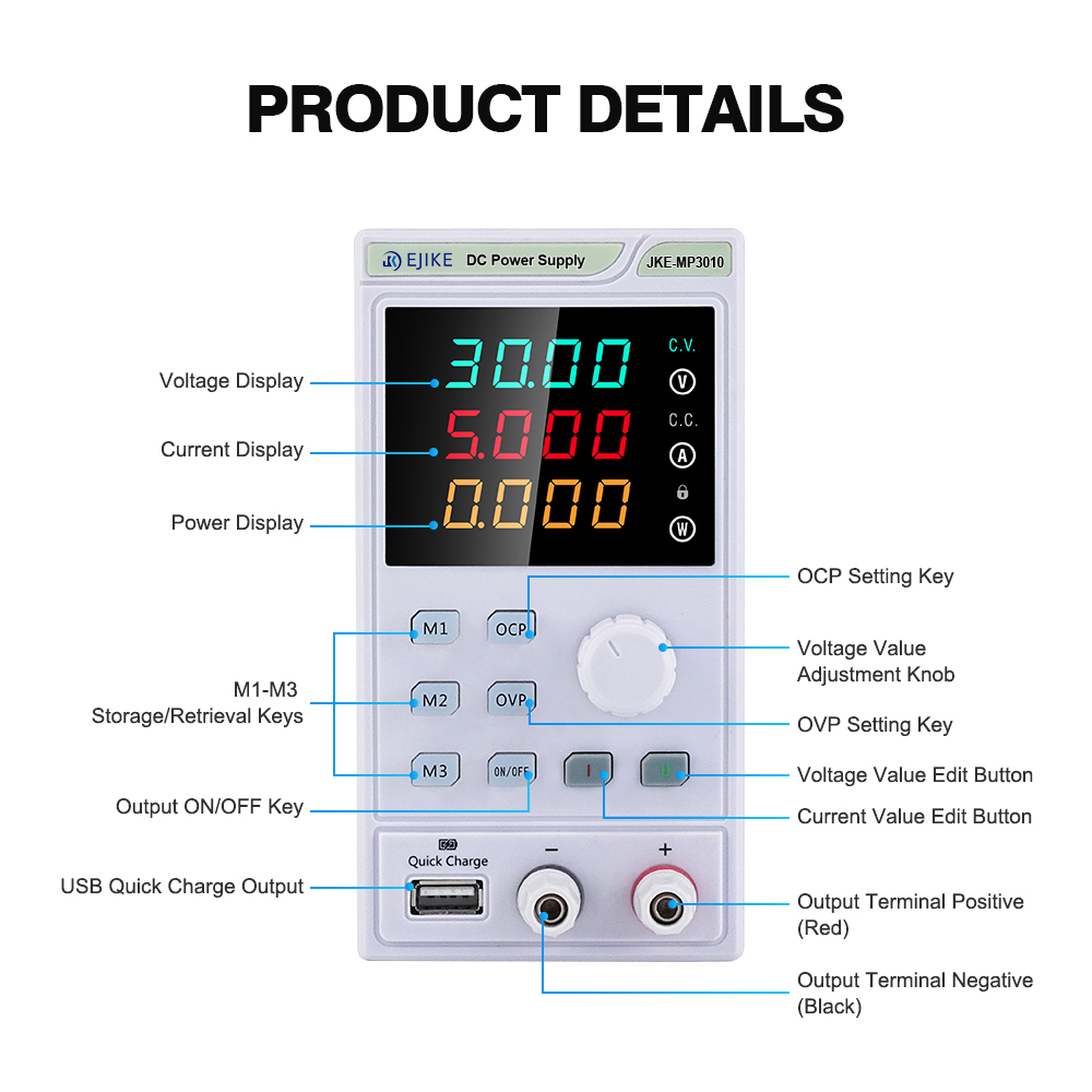 EJIKE DC Power Supply 300W Pro - Programmable Dc Power Supply 60V 10A review and price